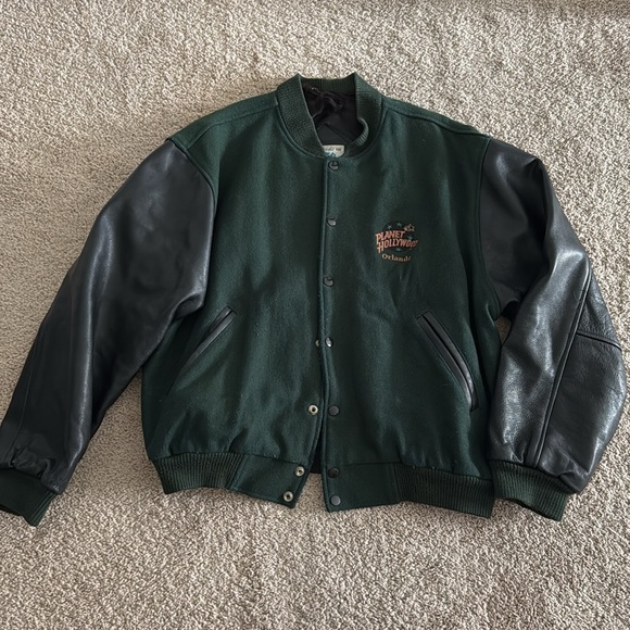 Vintage Planet Hollywood Orlando Green Bomber Jacket, Medium - Picture 1 of 5